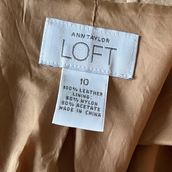 LOFT Tan Brown Leather Suede Blazer Jacket | Size 10, fits smaller (6) - Picture 7 of 7